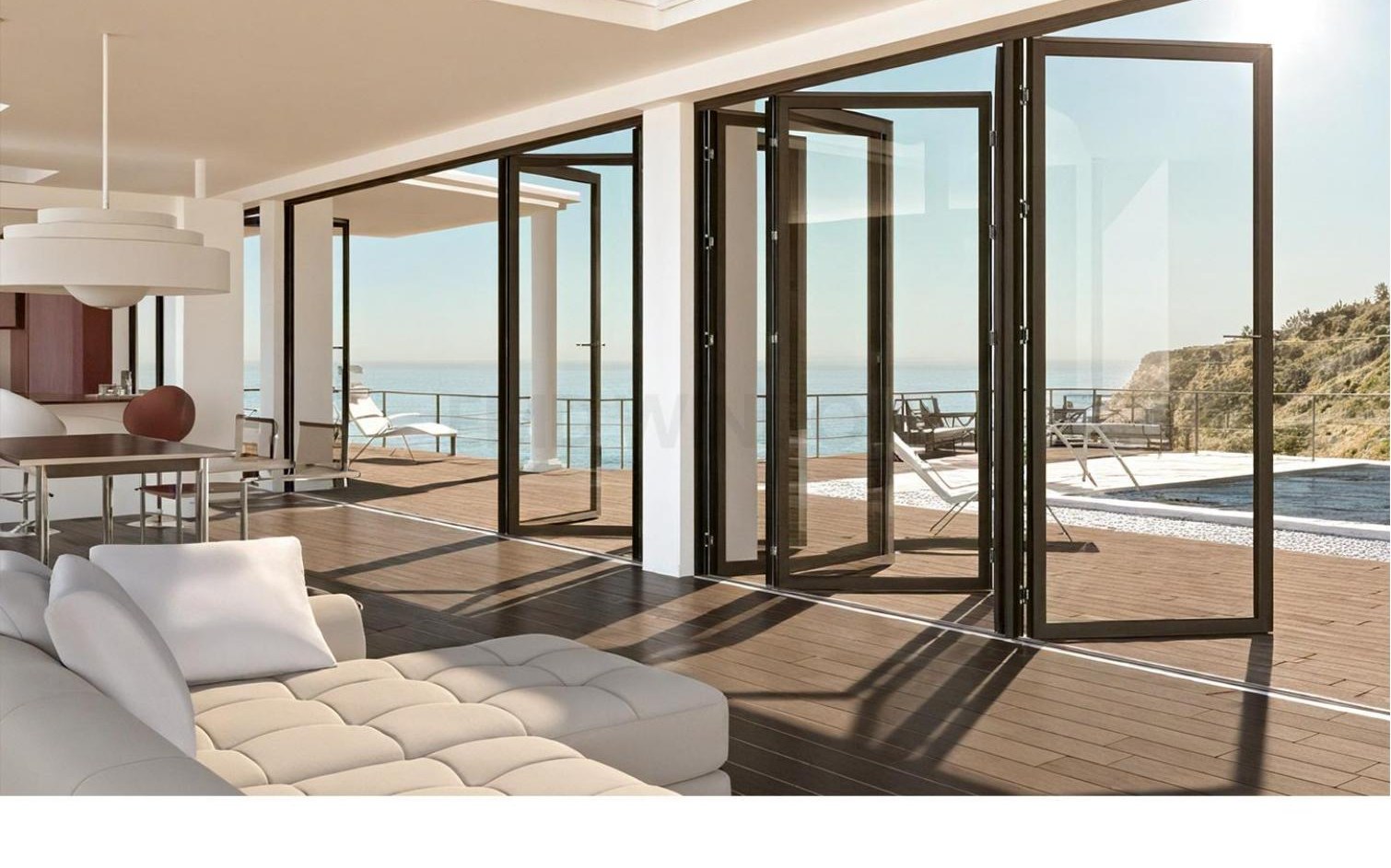 75 Series aluminium folding glass door reference
